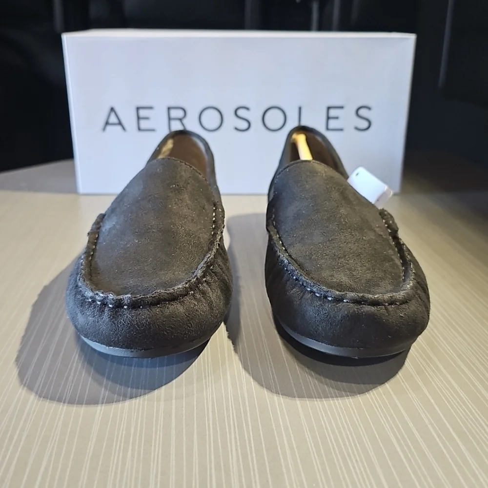 Aerosoles Women’s Size 6.5 Over Drive Loafers in Black Faux Suede Style #808 NEW